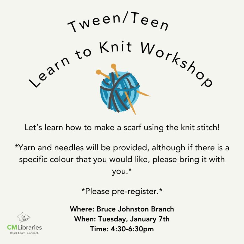 Tween/Teen learn to knit workshop